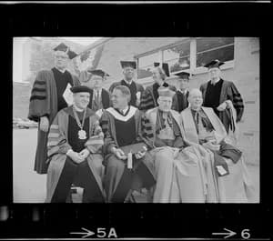 Talcott Parsons - Recipients of honorary degrees at Boston College commencement, seated from left, W. Seavey Joyce, Gov. Francis W. Sargent, Richard Cardinal Cushing, Terence Cardinal Cooke, standing 