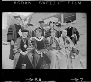 Talcott Parsons - Recipients of honorary degrees at Boston College commencement, seated from left, W. Seavey Joyce, Gov. Francis W. Sargent, Richard Cardinal Cushing, Terence Cardinal Cooke, standing 