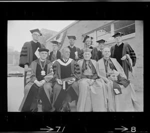 Talcott Parsons - Recipients of honorary degrees at Boston College commencement, seated from left, W. Seavey Joyce, Gov. Francis W. Sargent, Richard Cardinal Cushing, Terence Cardinal Cooke, standing 