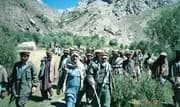 Burhanuddin Rabbani - Burhanuddin Rabbani (First right) leader of Jamiati Islami moving with Abdullah Izam and other Muj.