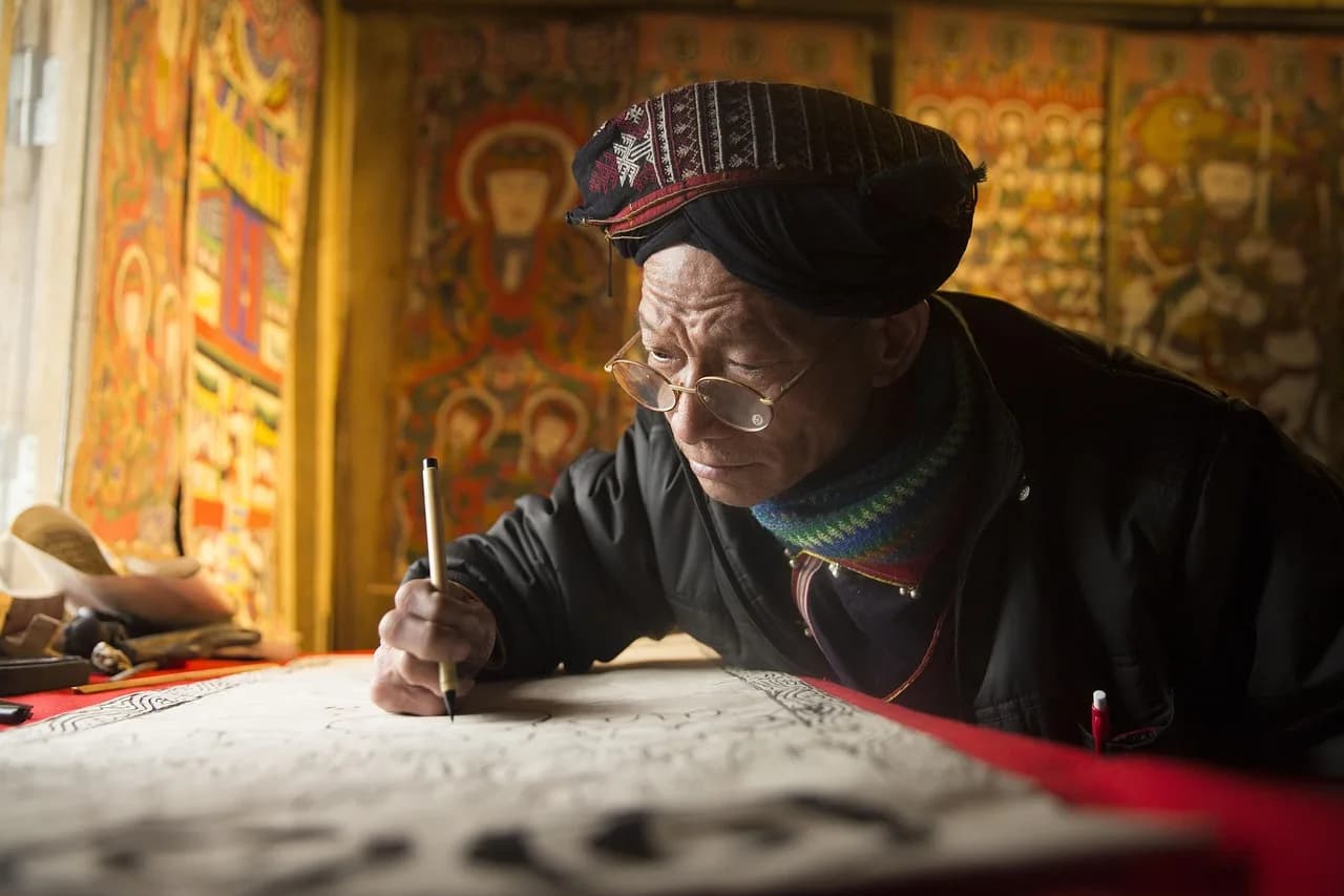 Jean-Joseph Sanfourche — artist, pen, painting, man, elderly, glasses, craftsman, traditional, tradition, artistic, culture, painter, drawing, asian, laos, asia, artist, artist, artist, artist, artist, pen, painting, painting, culture, culture, painter, painter, drawing, drawing, drawing