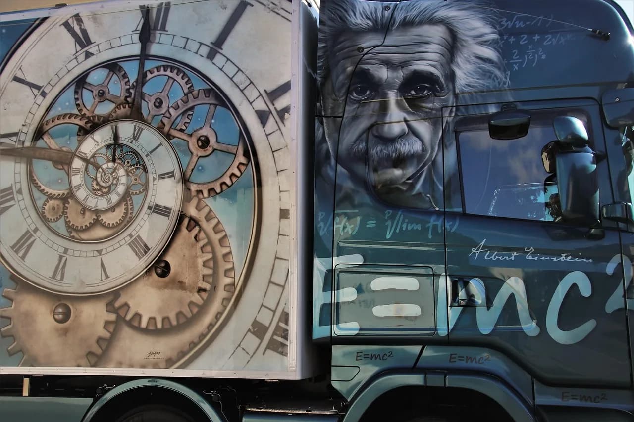 Leonid Hurwicz — physicist, energy, einstein, genius, mc2, equation, mathematician, physics, truck, time window, transport, vehicle, logistics, the theory of relativity, albert, time pressure, appointment, at rest, clock face, vice, second, painted, cięzarówka, van, roman numerals, einstein, einstein, einstein, einstein, einstein, physics, physics, physics