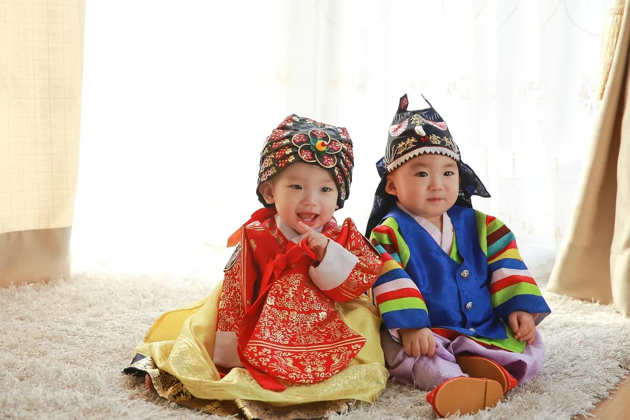 Hans Georg Dehmelt — traditional, clothing, baby, han bok, korea, han bok, korea, korea, korea, korea, korea