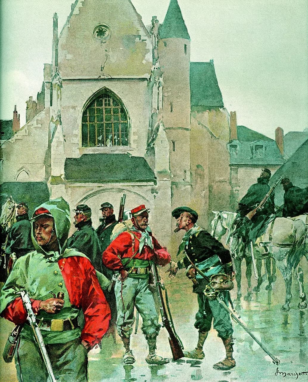 Franco Modigliani — franco-prussian war, garibaldians, towers, loire army, national defense, touraine, painting