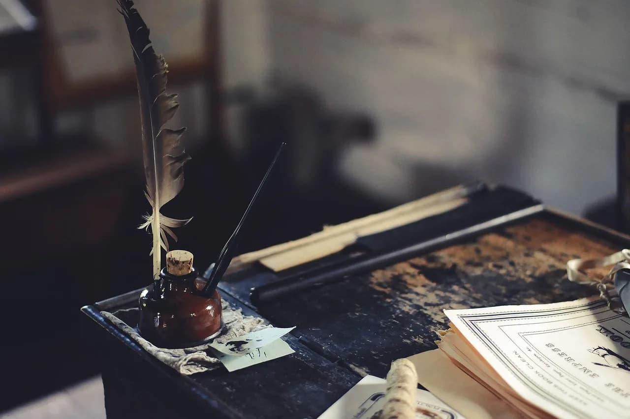 F. Sherwood Rowland — desk, ink, feather, quill, pen, education, paper, table, vintage, workplace, writing, author, writer, documents, quill, pen, education, writing, writing, writing, writing, writing, author, writer, writer, writer, writer