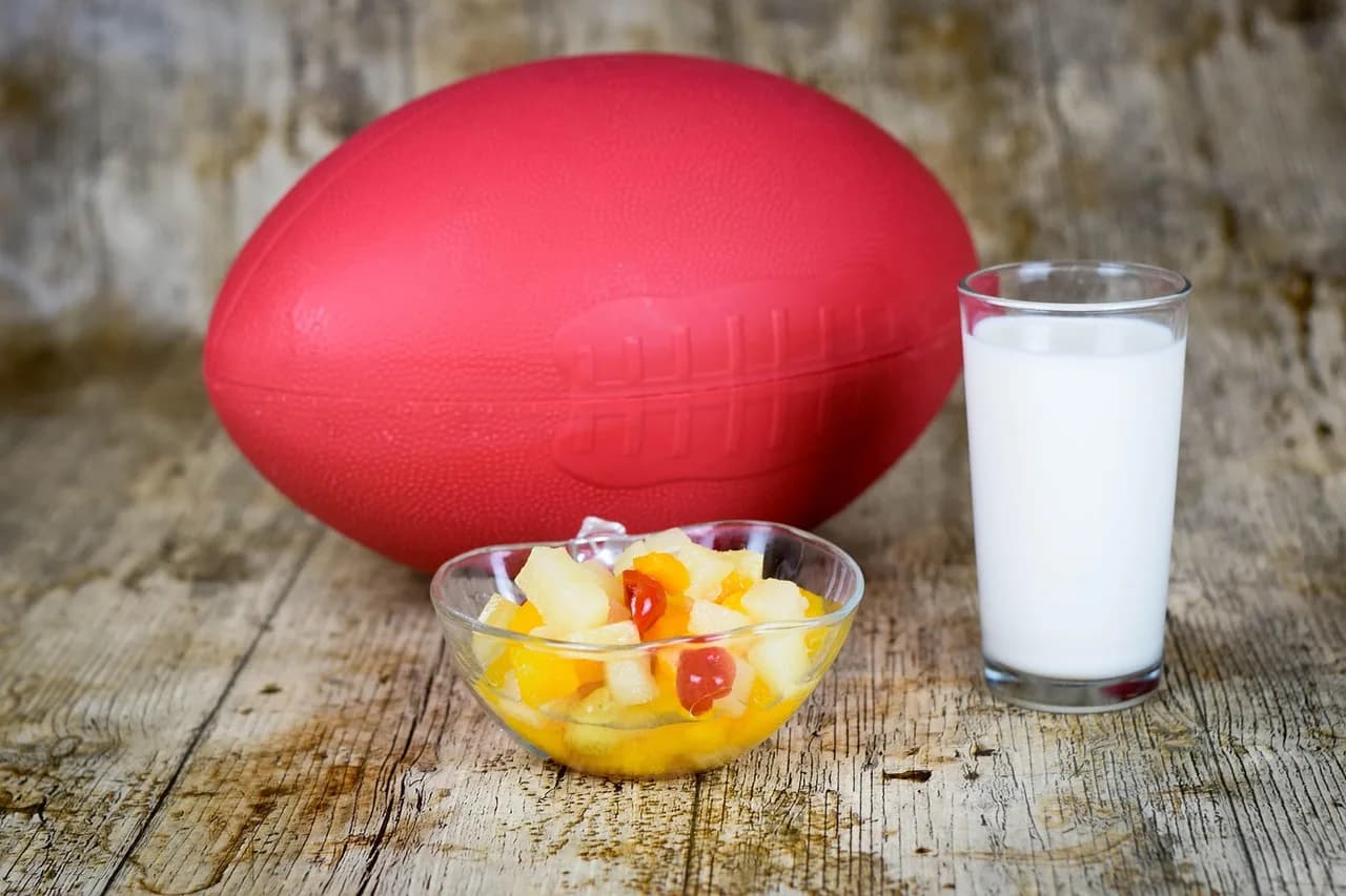Hiroaki Sato — breakfast, milk, fruit, ball, american football, nutritious, eat, healthy, milk, american football, american football, american football, american football, american football