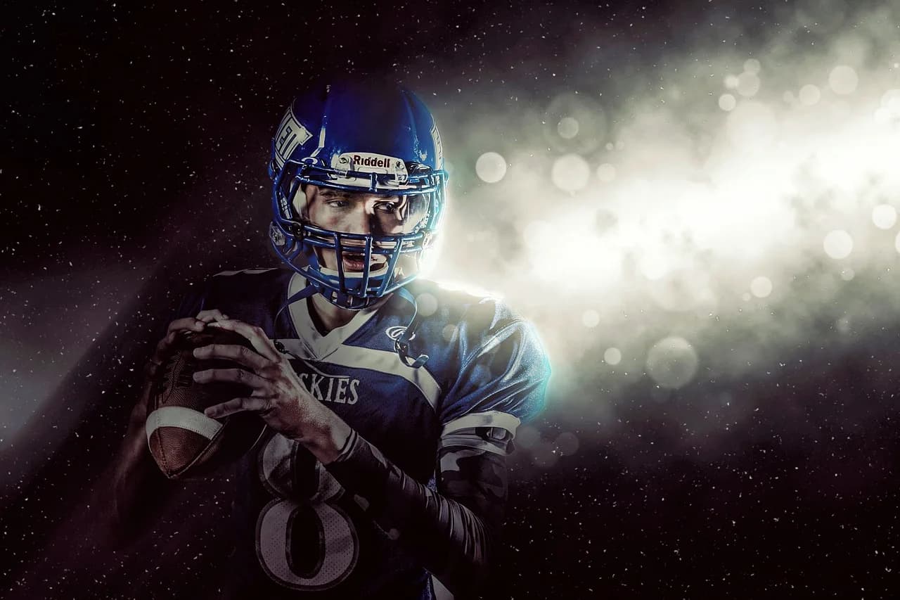 Mitsuhisa Taguchi — american football, athlete, man, player, football player, stars, night, bokeh lights, sport, oval ball, helmet, super bowl, rugby, young man, photomontage, photo manipulation, artistic photo, american football, american football, american football, american football, american football, football player, football player, super bowl, super bowl, super bowl, rugby