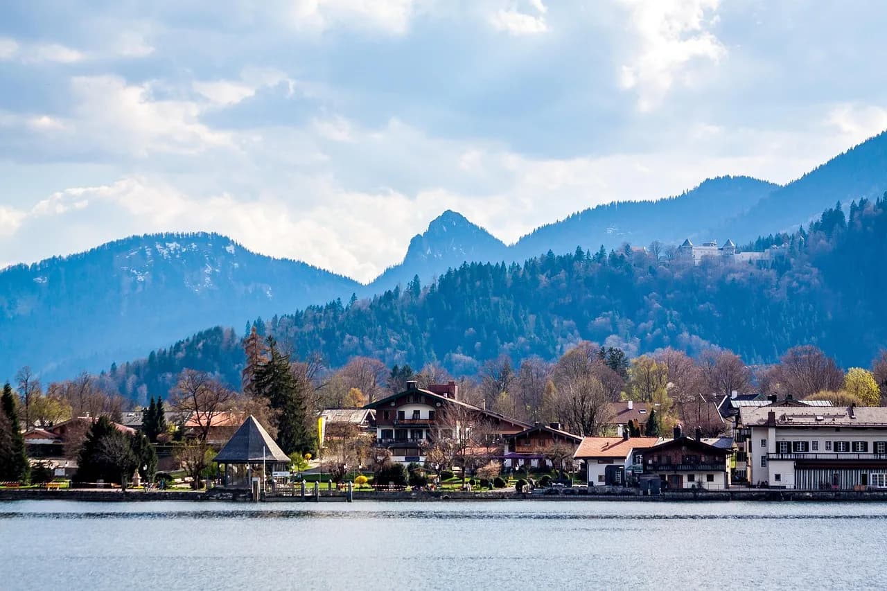Arthur Leonard Schawlow — lake, alps, leonard stone, tegernsee, rottach-egern, water, reflection, upper bavaria, nature, germany