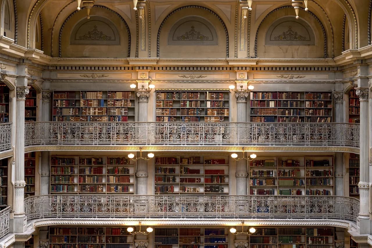 George Stigler — george peabody library, peabody institute, baltimore, john hopkins sheridan library, maryland, edmund g lind, dr nathaniel h morison, usa, america, building, library, historical, gallery, carol m highsmith, library, library, library, library, library