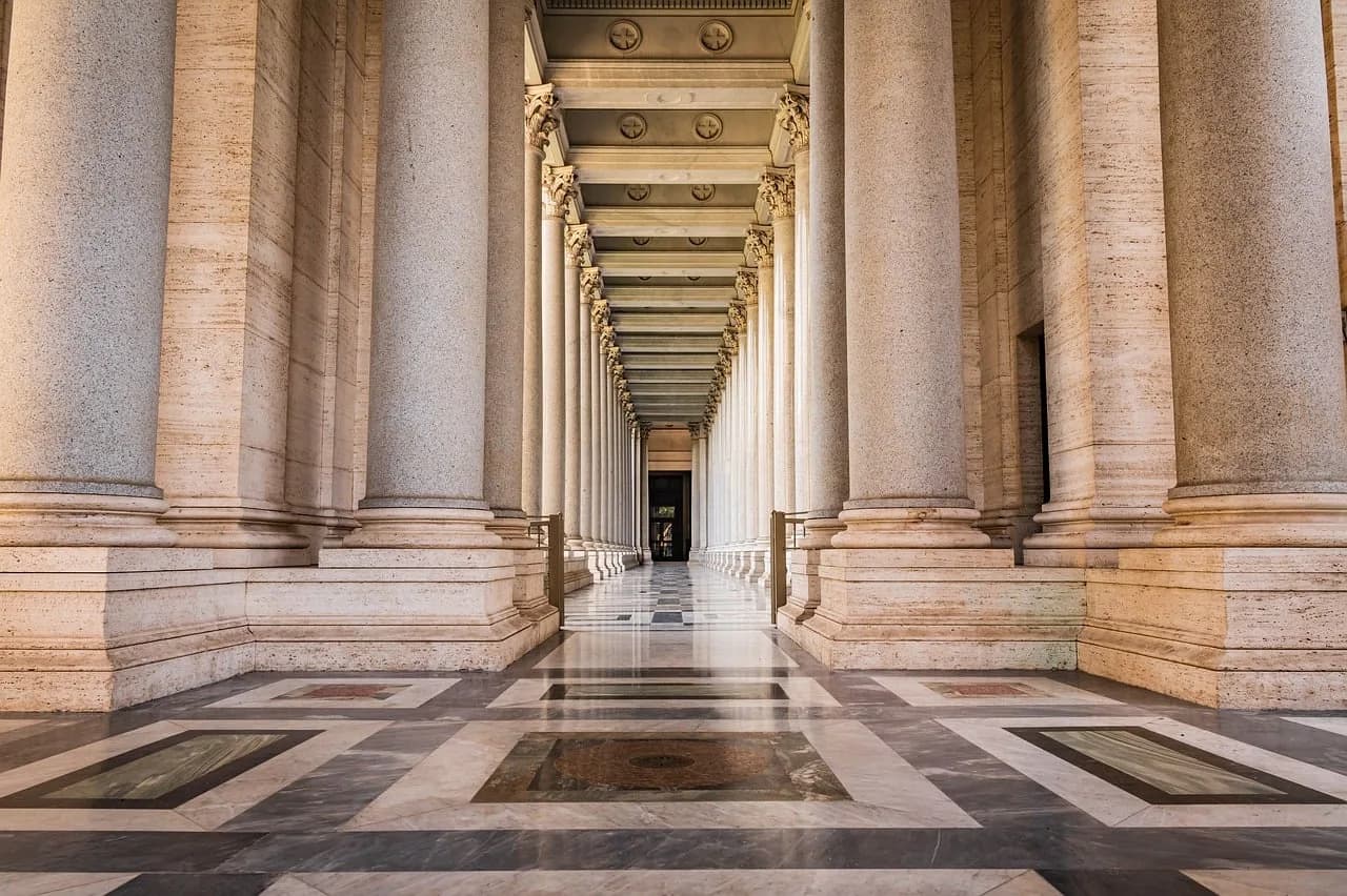 Paul Greengard — italy, rome, st, paul's basilica outside the walls, church, religion, colonnade, catholic, ancient architecture, travel, tourists