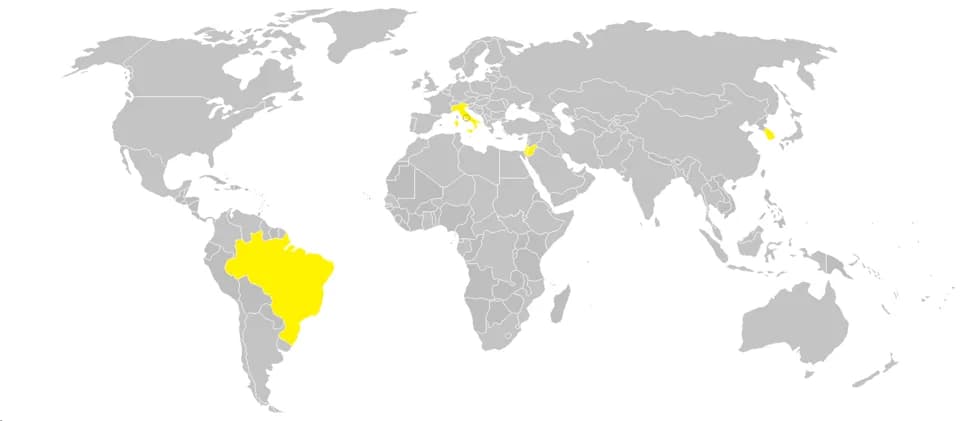 Pope Francis - Map of countries visited by Francis as Pope.