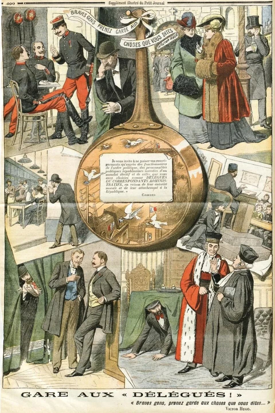 Victor Hugo - Gare aux "délégués !". Illustration à propos de l'affaire des fiches.