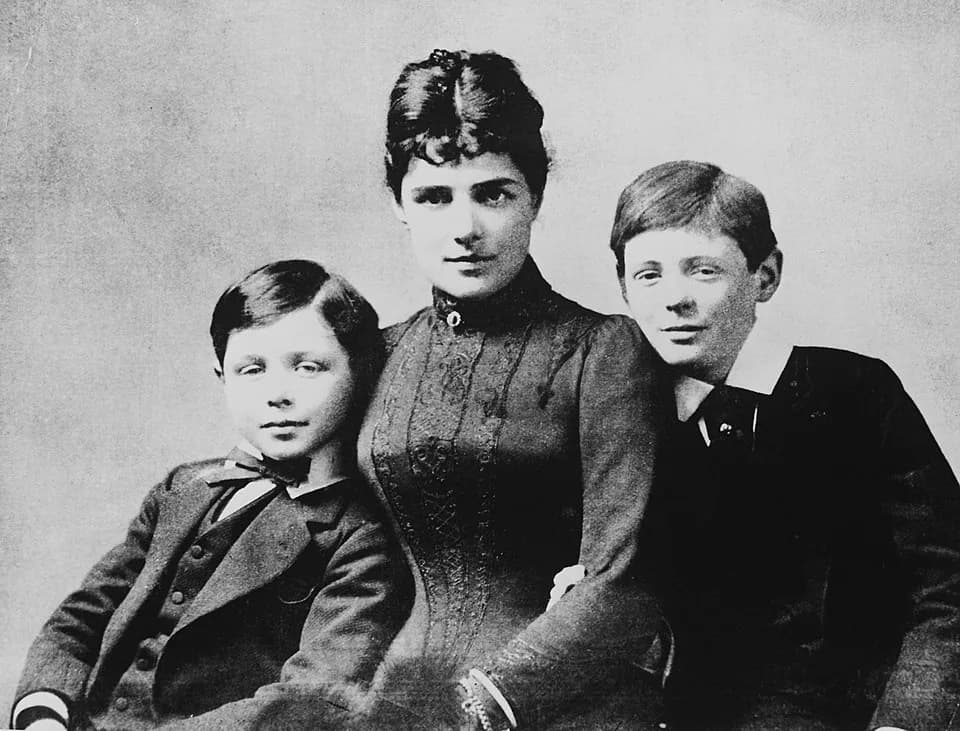 Winston Churchill - Jennie Churchill with John & Winston