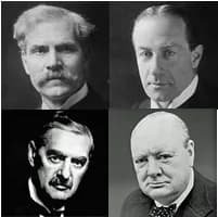 Winston Churchill - Images of Ramsay MacDonald, Stanley Baldwin, Neville Chamberlain and Winston Churchill.
