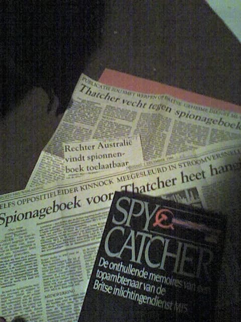Margaret Thatcher - Dutch headlines about Peter Wright's Spycatcher