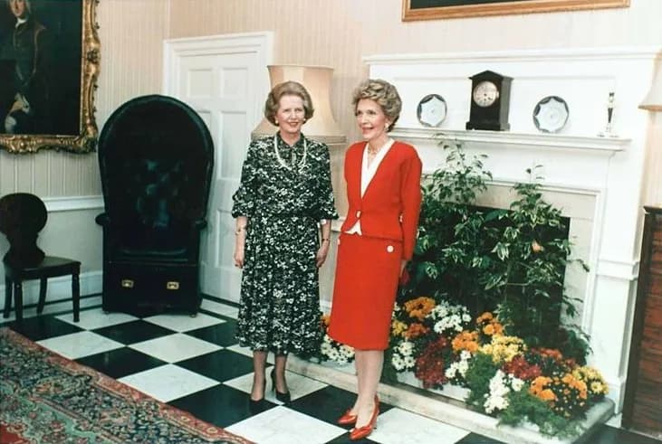 Margaret Thatcher - US First Lady Nancy Reagan with UK Prime Minister Margaret Thatcher