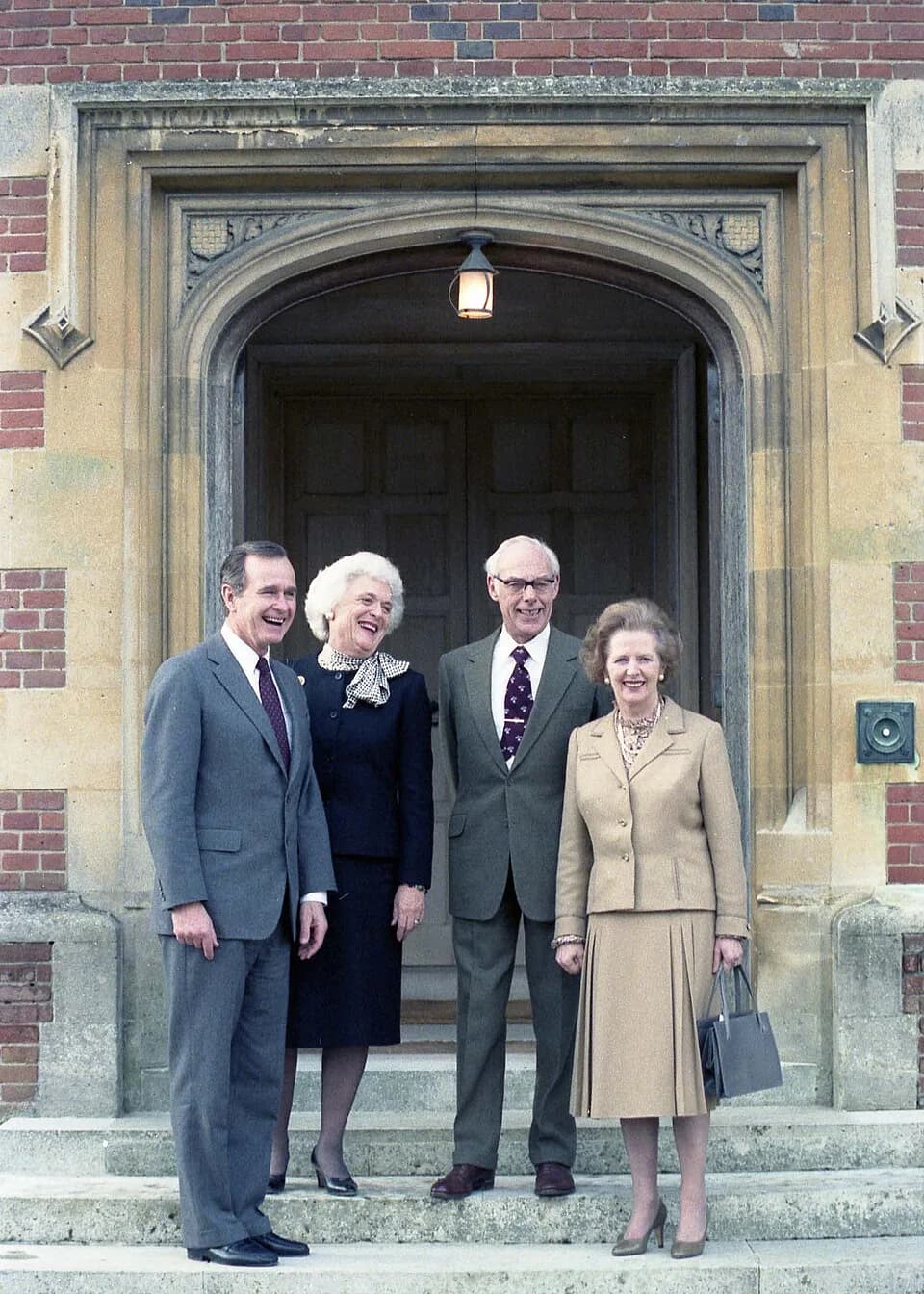 Margaret Thatcher - Vice President George and Barbara Bush with Prime Minister Margaret and Denis Thatcher at Chequers.