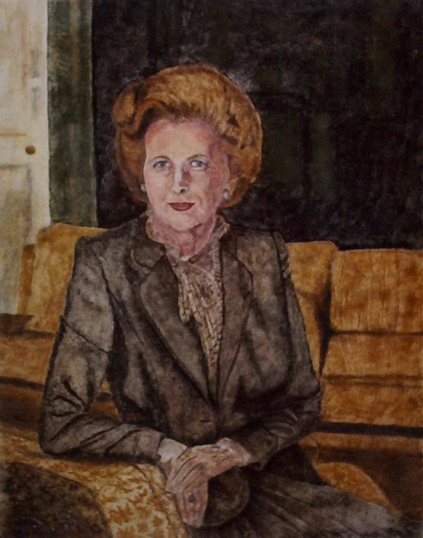 Margaret Thatcher - Following an experiment during the mid eighties in an attempt to create a permanent image incorporating magnetised iron filings, Environmental Sand Artist Brian Pike produced a pic