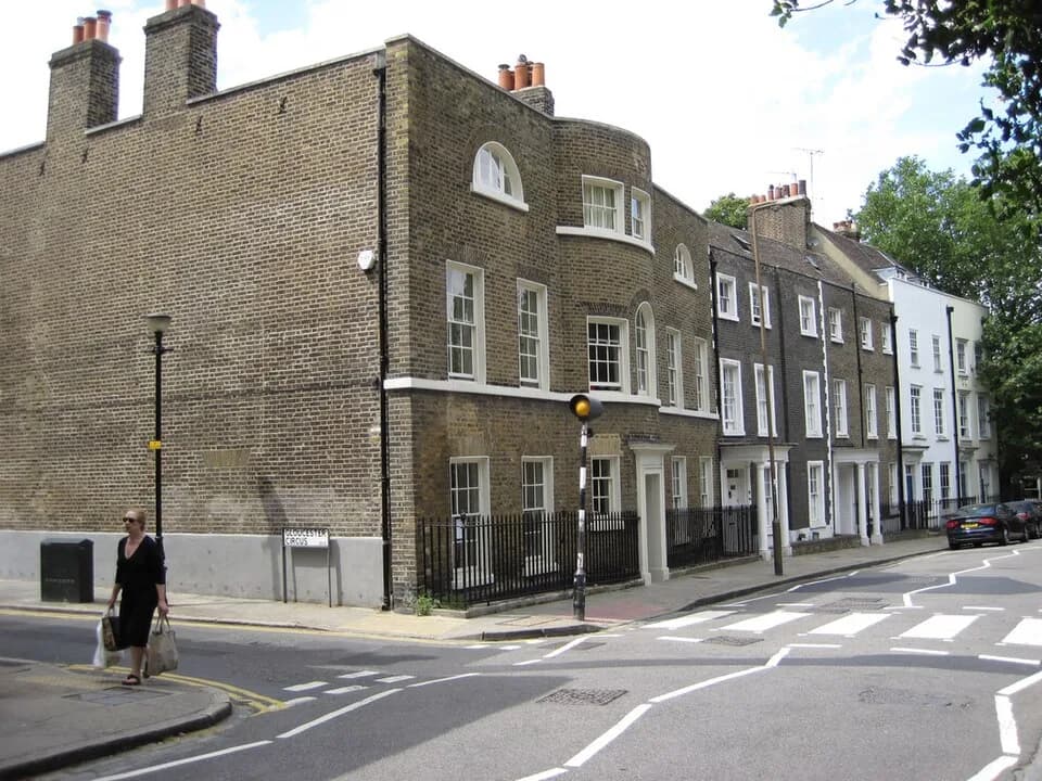 George Orwell - Crooms Hill, Greenwich, London, England. The large house on the corner, 24 Crooms Hill was the home of George Orwell's first wife, Eileen O'Shaughnessy's surgeon brother Laurence O'Sha
