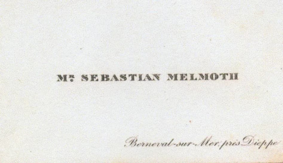 Oscar Wilde - Oscar Wilde's visiting card from the time after his release from jail when he was traveling under the name Sebastian Melmoth