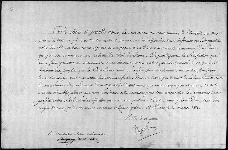 Napoleon Napoleon - General notes:  Exhibit History: "American Originals," December 1997 - December 1998, National Archives Rotunda, Washington, DC, Exhibit No. 624.0241.