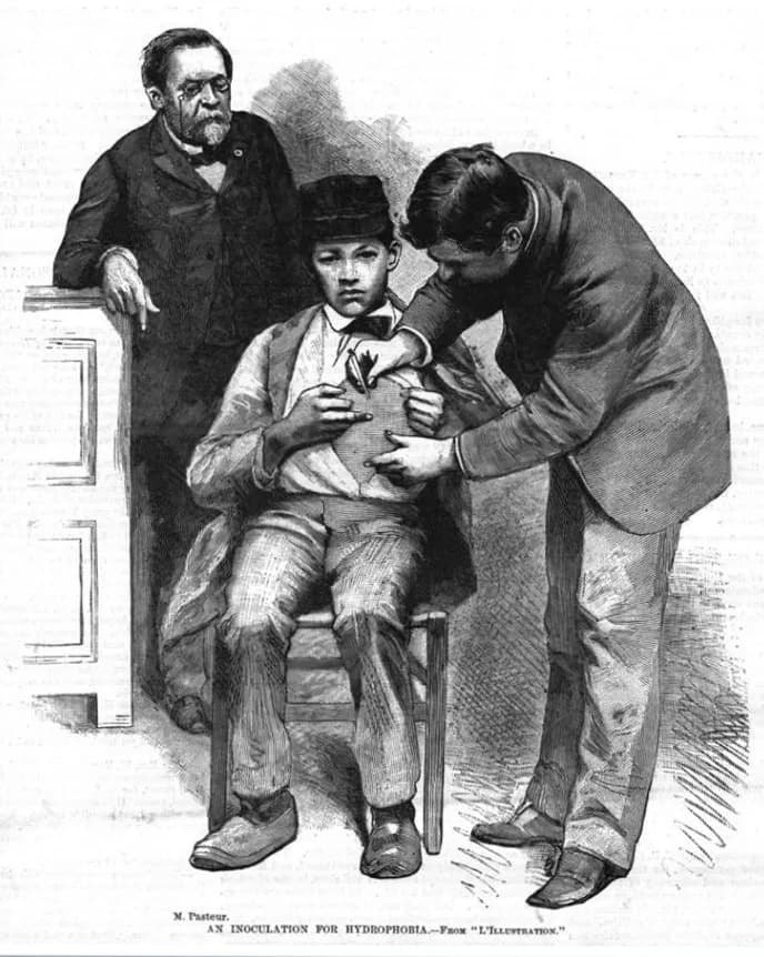 Louis Pasteur - "An Inoculation for Hydrophobia - From L'Illustration," 
Harper's Weekly 29:1513 (December 19, 1885), p. 836. 

Bert Hansen Collection, New York