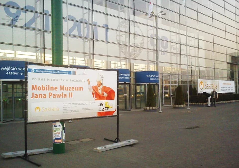 John Paul II - The main entrance to the Fair Poznań. Mobile Museum of the pope.