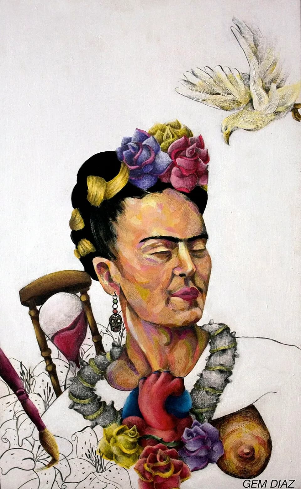 Frida Kahlo - Técnica mixta