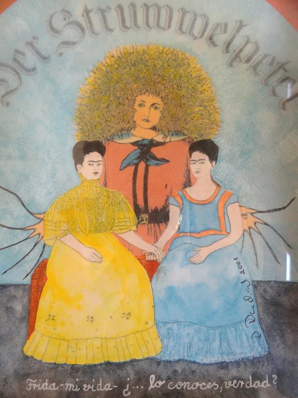 Frida Kahlo - Books in the Struwwelpeter Museum, Schubertstr. 20 60325 Frankfurt am Main, Germany. Photography was permitted in the museum without restriction (I asked). Artwork is old enough so that