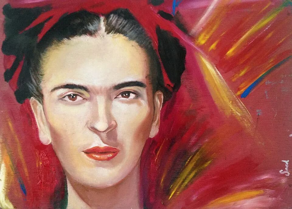 Frida Kahlo - Retrato de Frida Kahlo con oleo sobre madera. Por Saed de los Santos.
