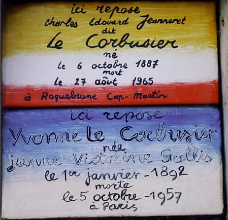 Le Corbusier - Plaque on the grave of Le Corbusier, Roquebrune Cap Martin, South of France