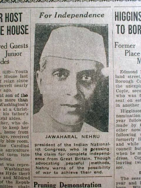 Jawaharlal Nehru - Nehru in 1930; a photo from 'The Evening Sentinel'; *a better view of that press photo*

Source: ebay, Sept. 2010