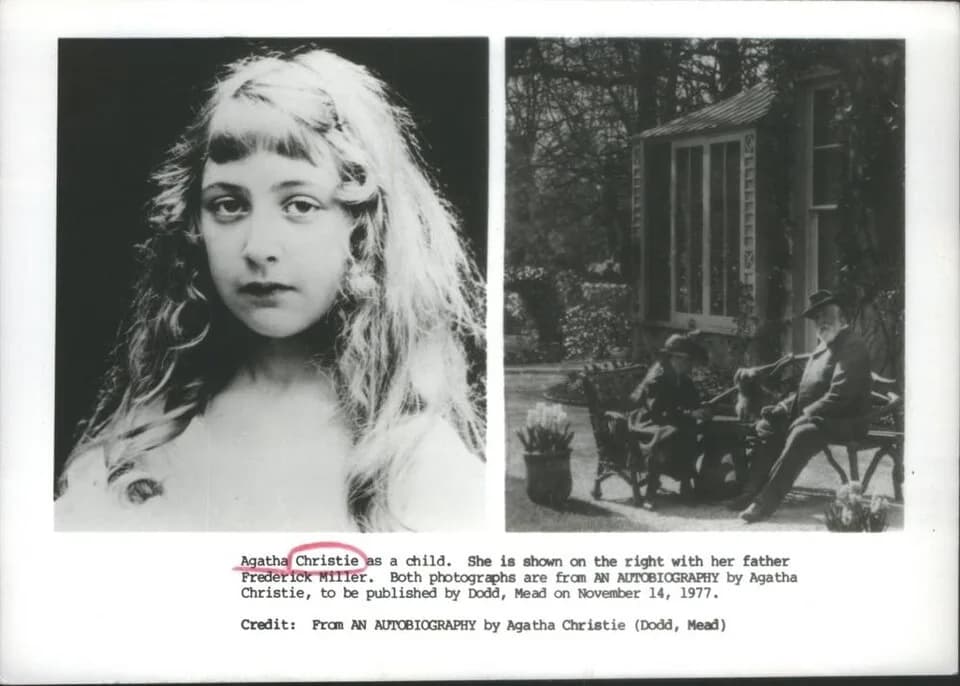 Agatha Christie - Childhood photos of English author Agatha Christie promoting the 1977 book An Autobiography, by Agatha Christie.