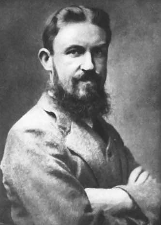 George Bernard Shaw - A portrait of a black-bearded George Bernard Shaw, from his right, with arms crossed. Described at Shaw on Parsifal as "G.B. Shaw in The Star, 6 August 1889".