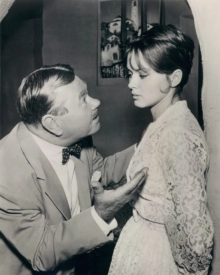 Alfred Hitchcock - Oskar Homolka (aka Oscar Homolka) &amp; Danielle De Metz in Alfred Hitchcock Presents - publicity still (original image cropped : see source)