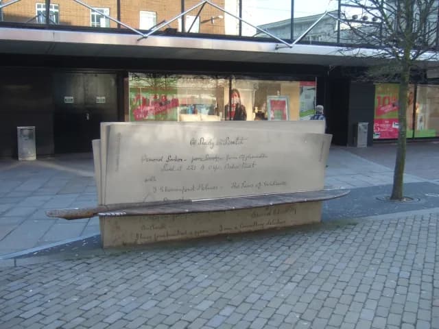Arthur Conan Doyle - Sculpted seat, Portsmouth One of a set of sculpted seats in the pedestrian precinct of Portsmouth