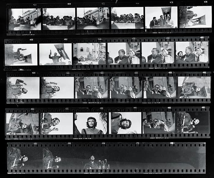 Simone de Beauvoir - This is Alberto Korda's full roll of film from the March 5, 1960 La Coubre memorial service in Havana, Cuba. Contained on the roll are images of Fidel Castro, Jean-Paul Sartre, Si