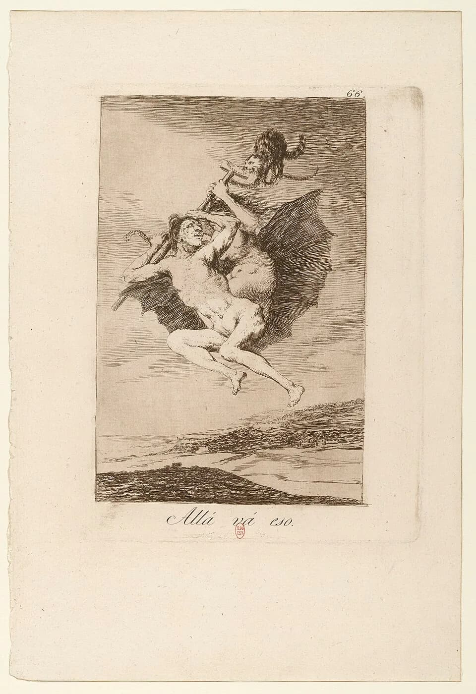 Francisco Goya - Sujet : Sorcières
Diable
Vol
Scènes -- 1789-1799
Référence bibliographique : Delteil, 103
Référence bibliographique : Harris, 101.III
Langue : espagnol, castillan

Éditeur : [s.n.] (M