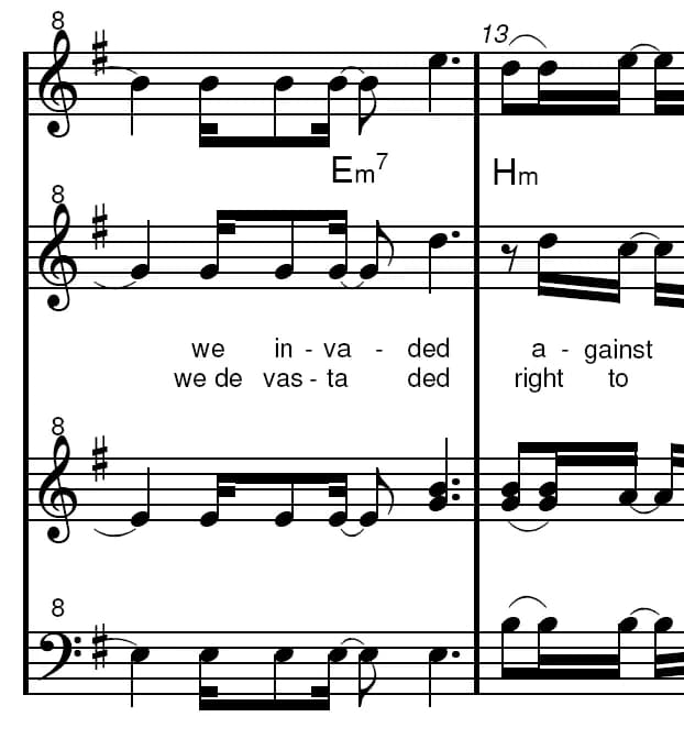Freddie Mercury - Excerpt from sheet music made by using Cubase SX.