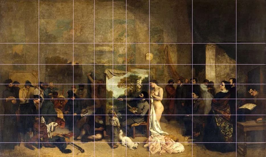 Charles Baudelaire - Kompozice obrazu: Obraz Gustave Courbet LAtelier du peintre, kolmice