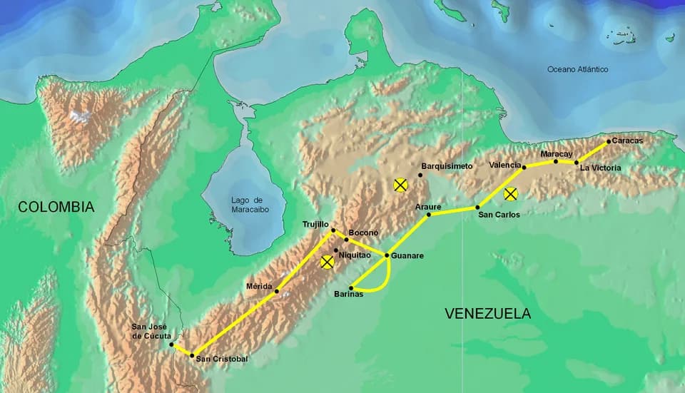 Simón Bolívar - Ruta de la campaña admirable,fue una acción militar enmarcada dentro de la Guerra de Independencia de Venezuela.