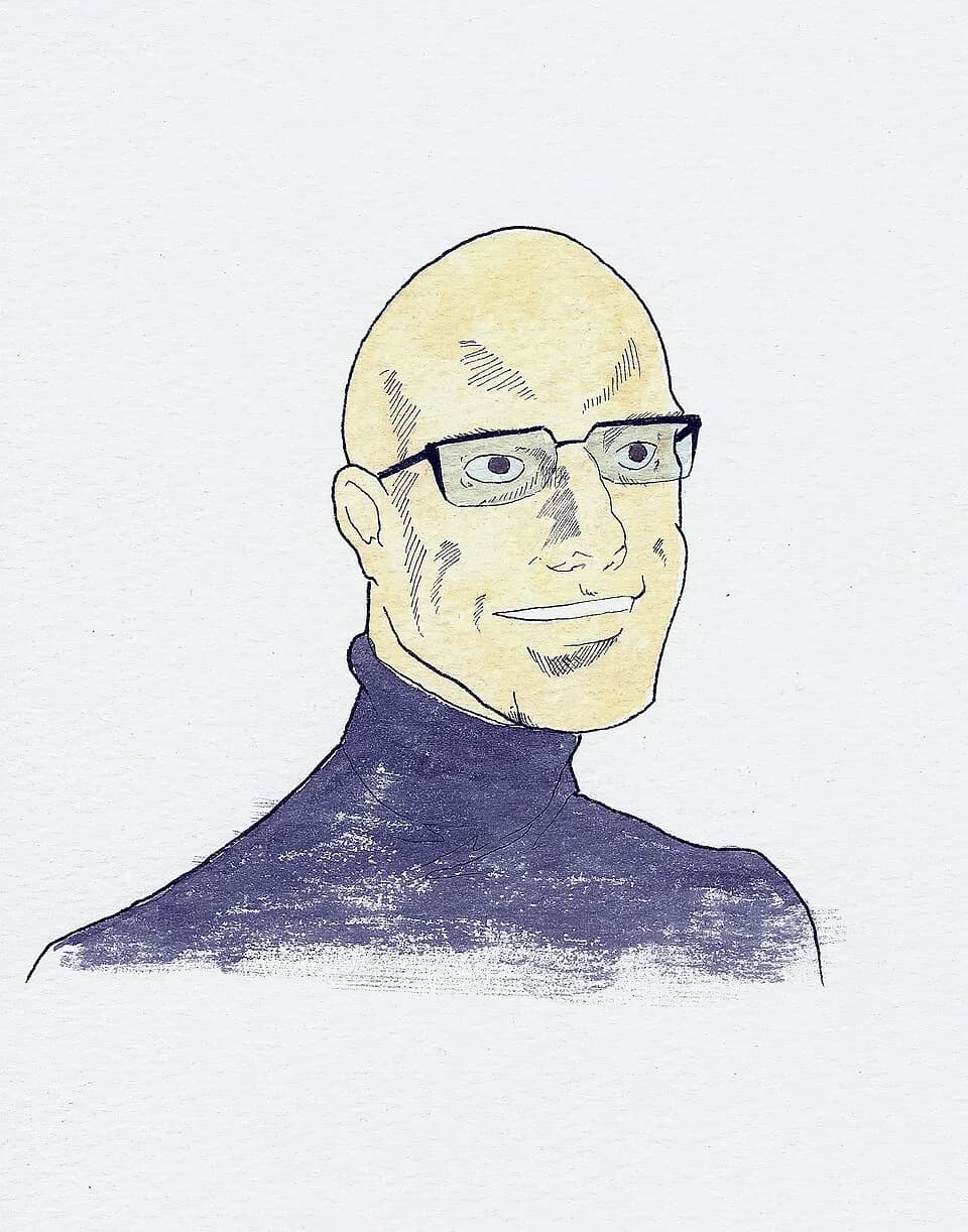 Michel Foucault - Michel Foucault portrait (1926-1984) french philosopher. Ink and watercolor