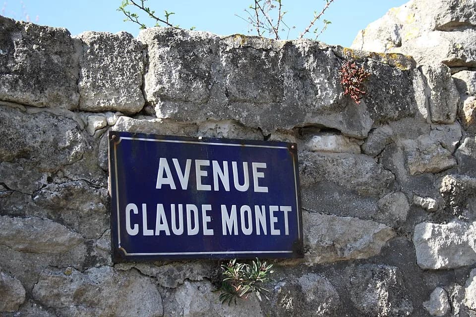 Claude Monet - Straßenschild in Vétheuil