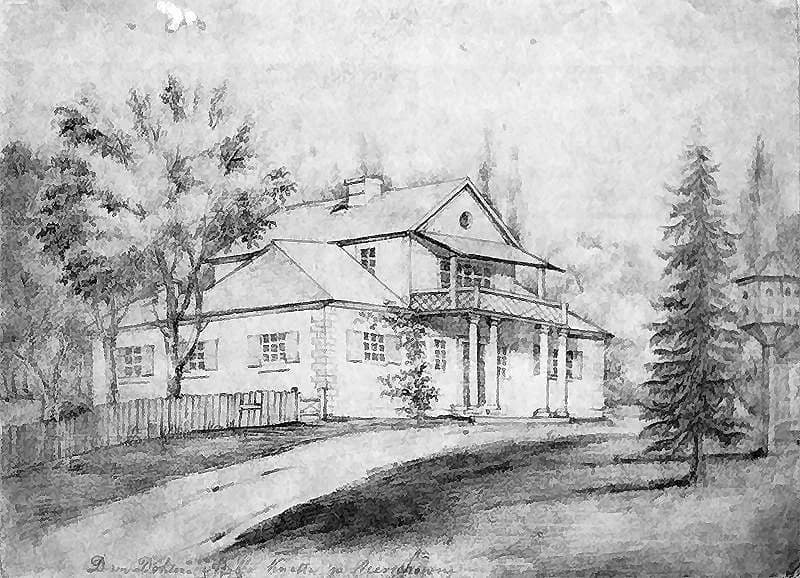 Honoré de Balzac - Doctor Adolph Knothe's house in Wierzchownia, residence of Ewelina Hańska. Pencil drawing by Napoleon Orda