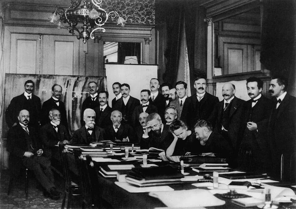 Ernest Rutherford - Photograph of participants of the first Solvay Conference, in 1911, Brussels, Belgium.
Seated (L-R): Walther Nernst, Hendrik Lorentz, Ernest Solvay (he wasn't present when the abov