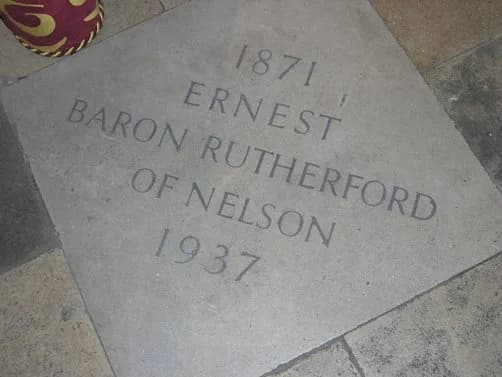 Ernest Rutherford - Photograph of Sir Ernest Rutherford's grave in Westminster Abbey, London.