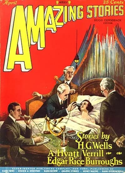 H. G. Wells - Cover to Amazing Stories, April 1927