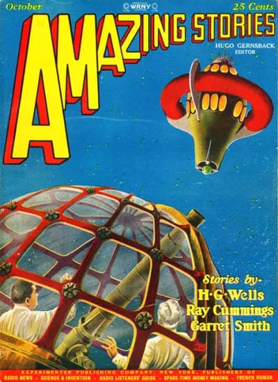 H. G. Wells - Cover to Amazing Stories, October 1927