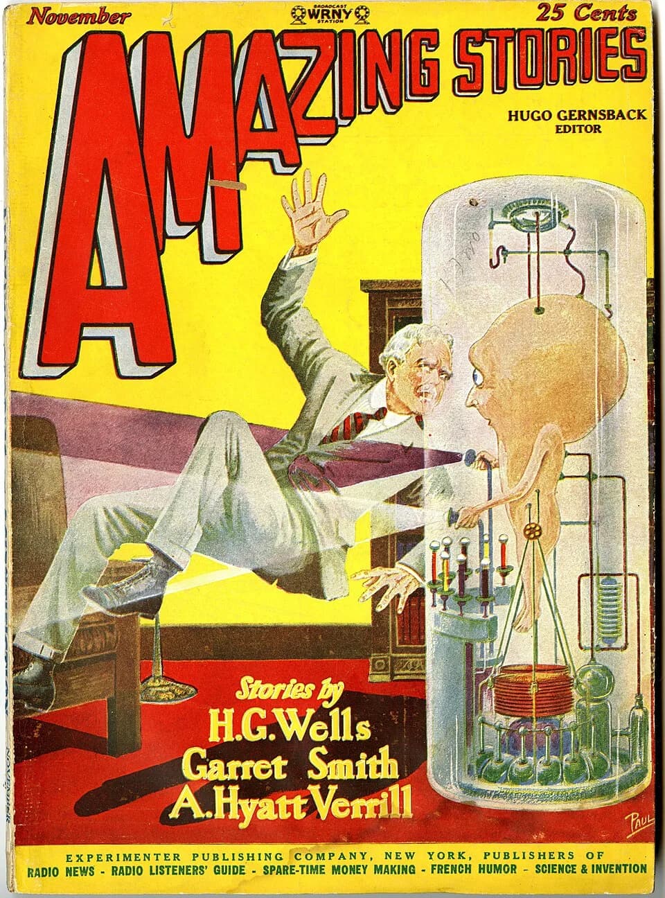 H. G. Wells - Cover to Amazing Stories, November 1927