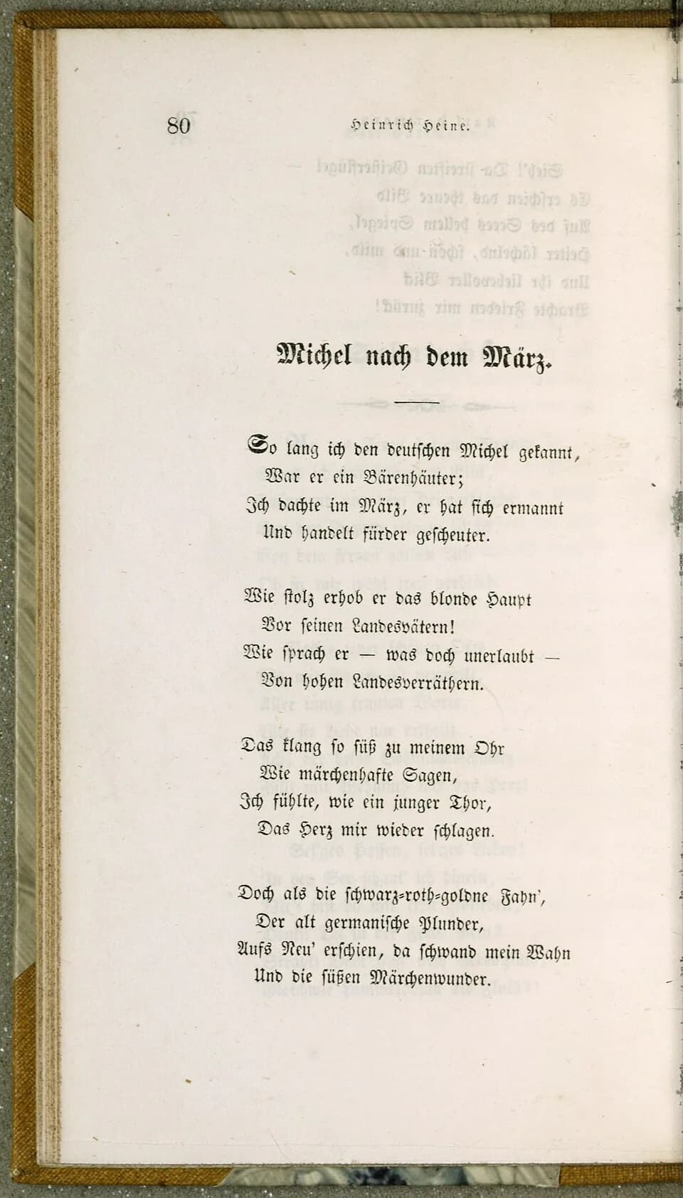 Heinrich Heine - Michel nach dem März. In Frankfurter Musen-Almanach, Jg. 1, Frankfurt a. Main 1851, 80f.